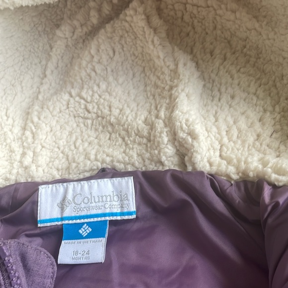 Columbia Baby Girl Purple Hooded One Piece Zip Up Snowsuit Size 18-24M - Picture 6 of 8